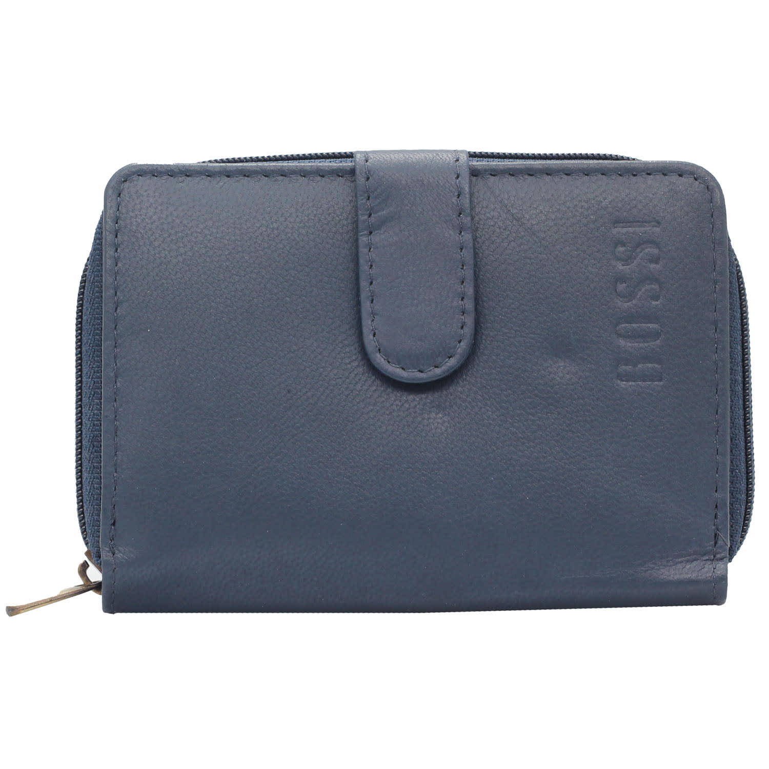 Bossi Mopane Small Leather Purse with Zip Coin Pouch & Tab - Navy