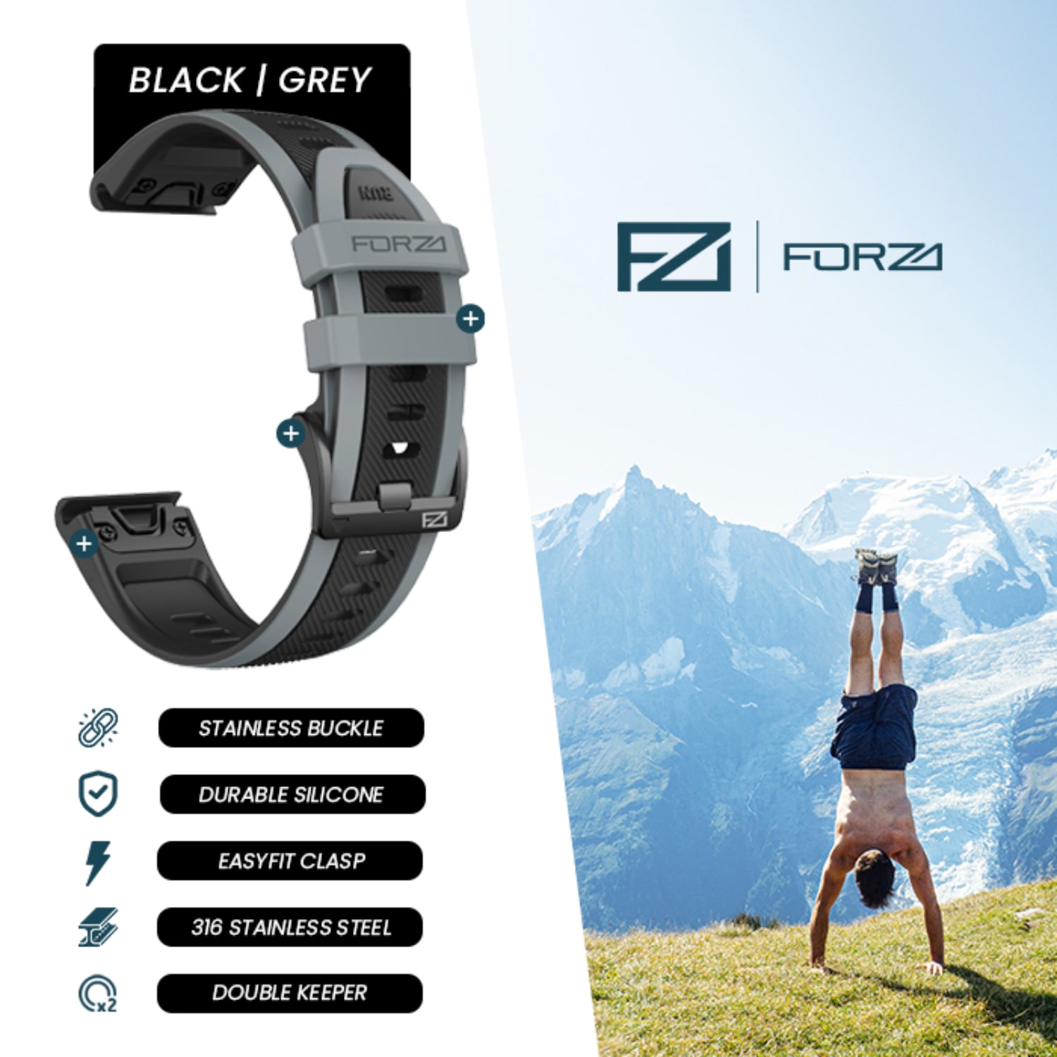 FORZA Elite 22mm EasyFit StripeTwo-Tone Watch Strap, product, variation 11