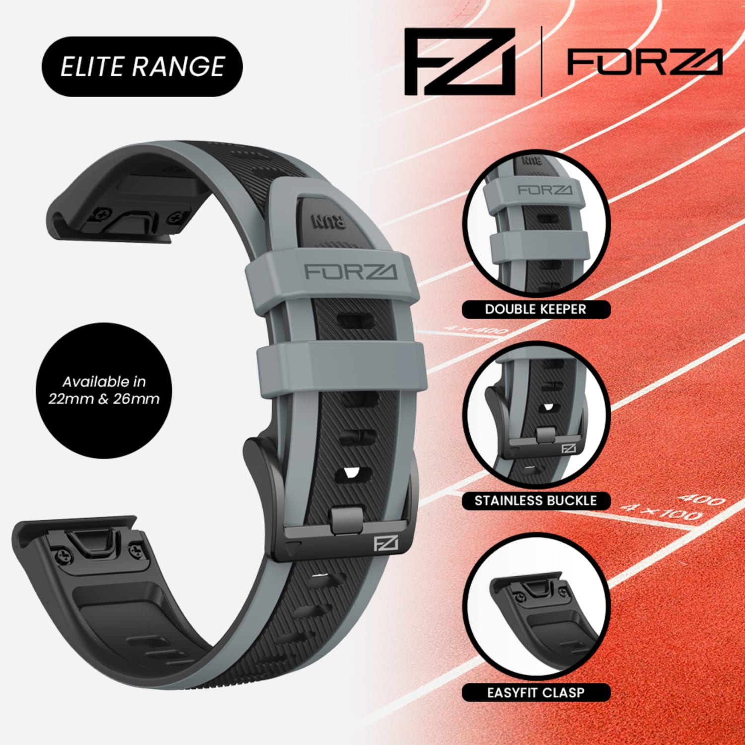 FORZA Elite 22mm EasyFit StripeTwo-Tone Watch Strap, product, variation 12