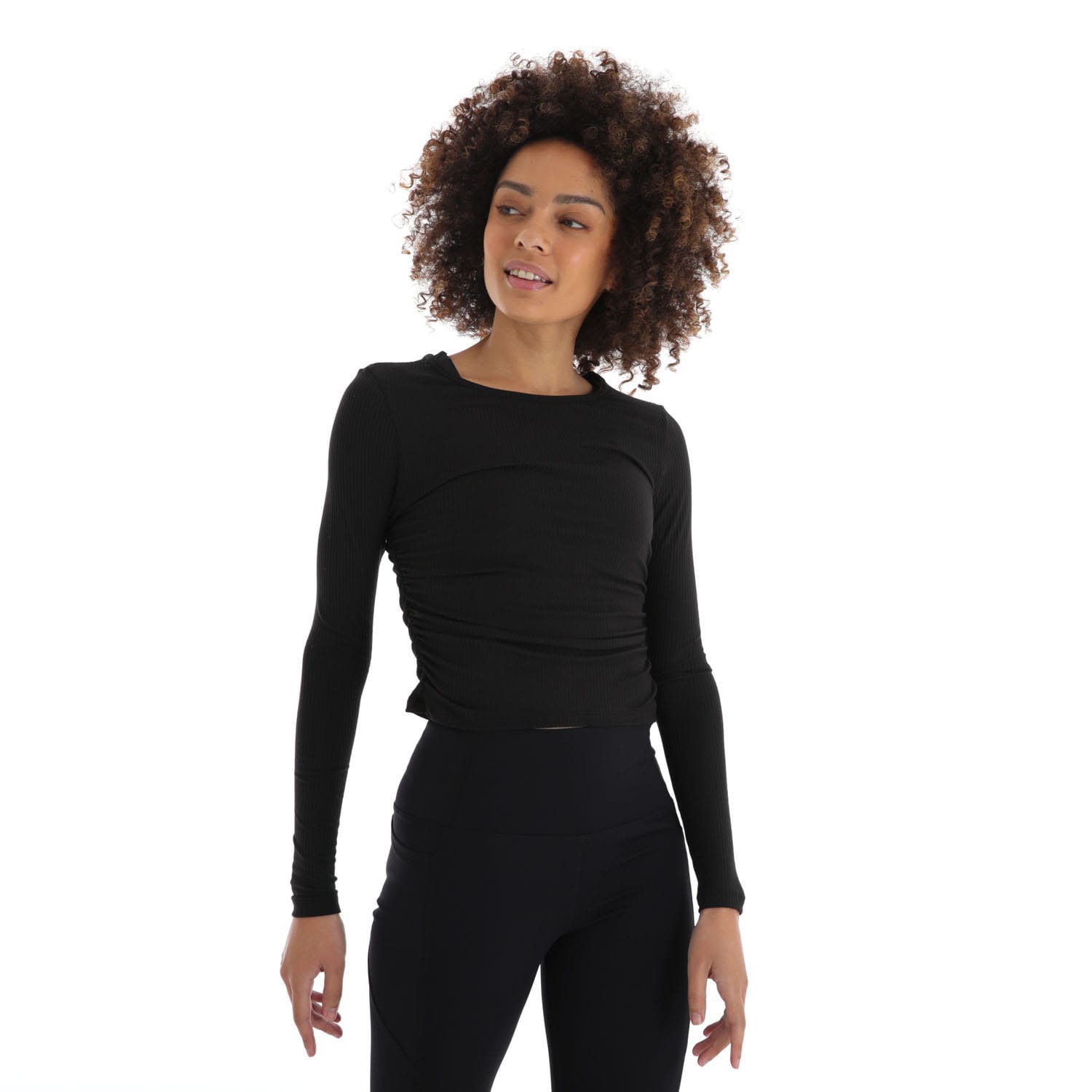 OTG Women's Ruche Rib Long Sleeve Top