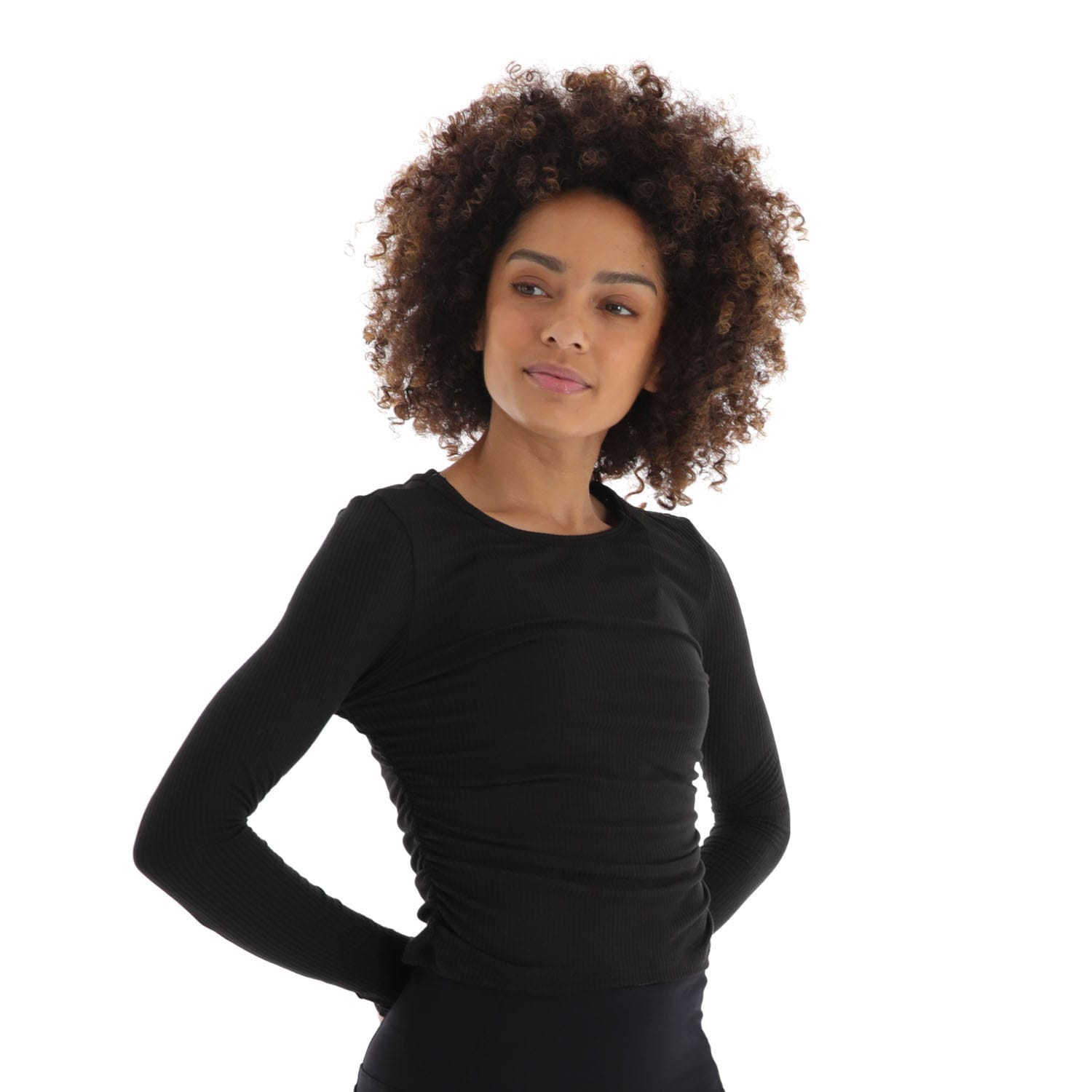 OTG Women&#039;s Ruche Rib Long Sleeve Top, product, variation 2