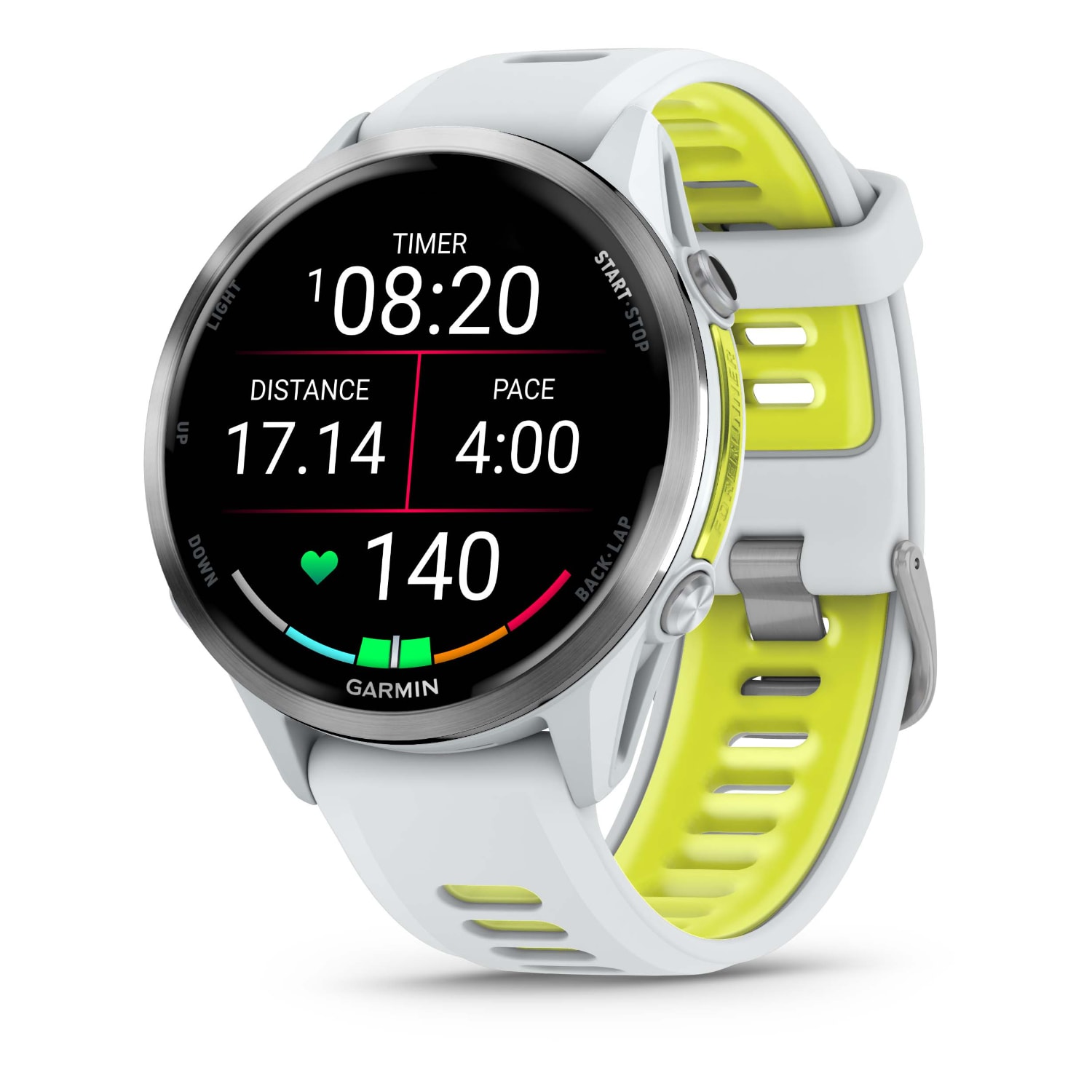 Garmin Forerunner 970 Advanced GPS Running Smartwatch - Whitestone/Amp Yellow, product, variation 2
