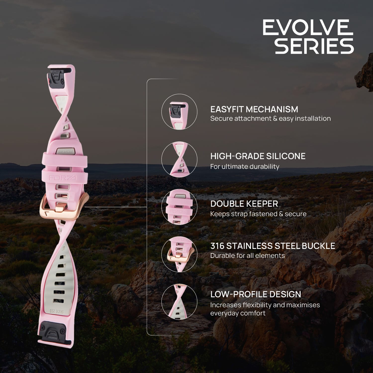 FORZA Elite 20mm Easyfit Evolve Strap, product, variation 3