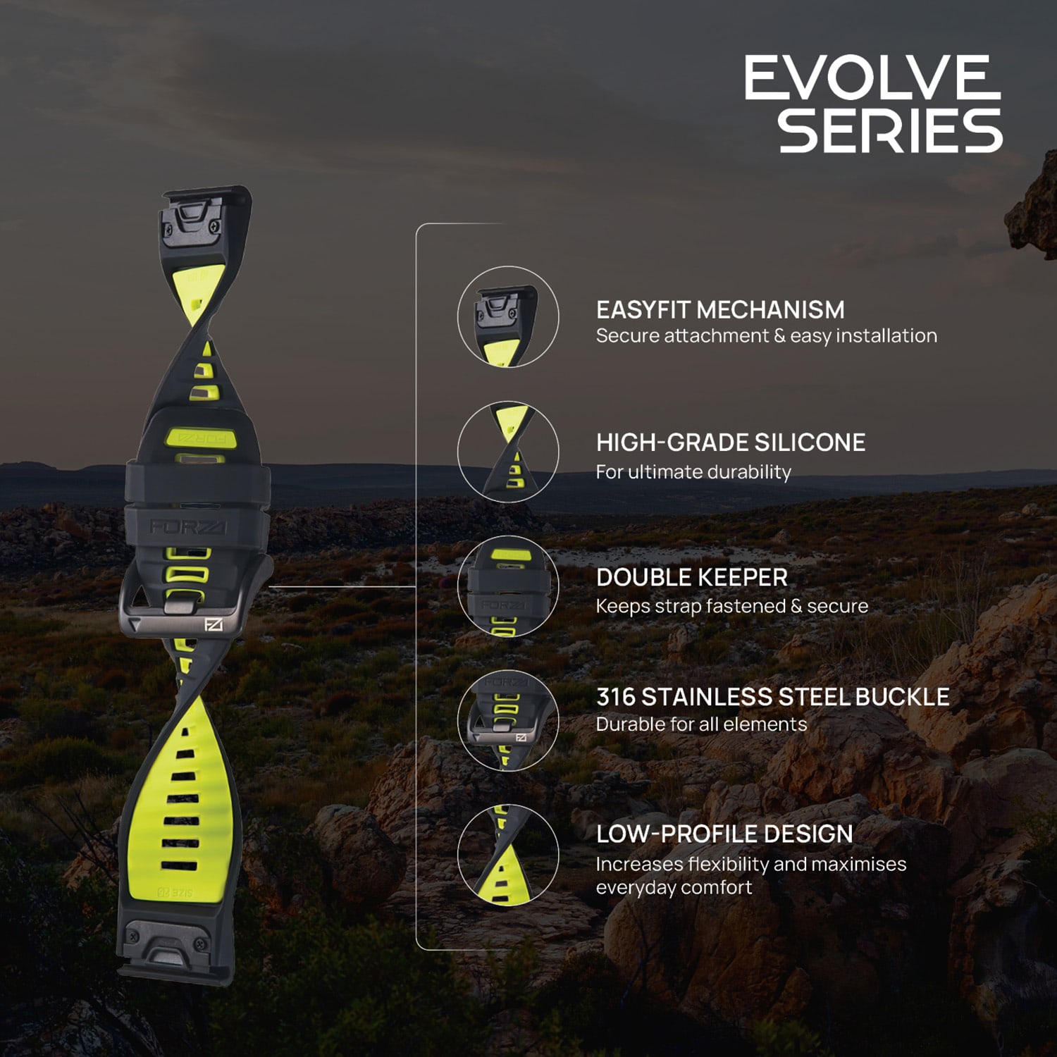 FORZA Elite 26mm Easyfit Evolve Strap, product, variation 11