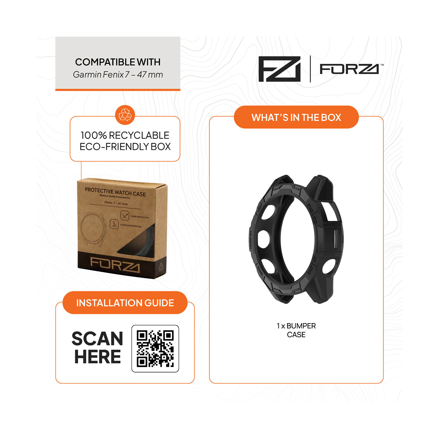 FORZA Bumper Watch Case for Garmin Fenix 7 (Black), product, variation 3