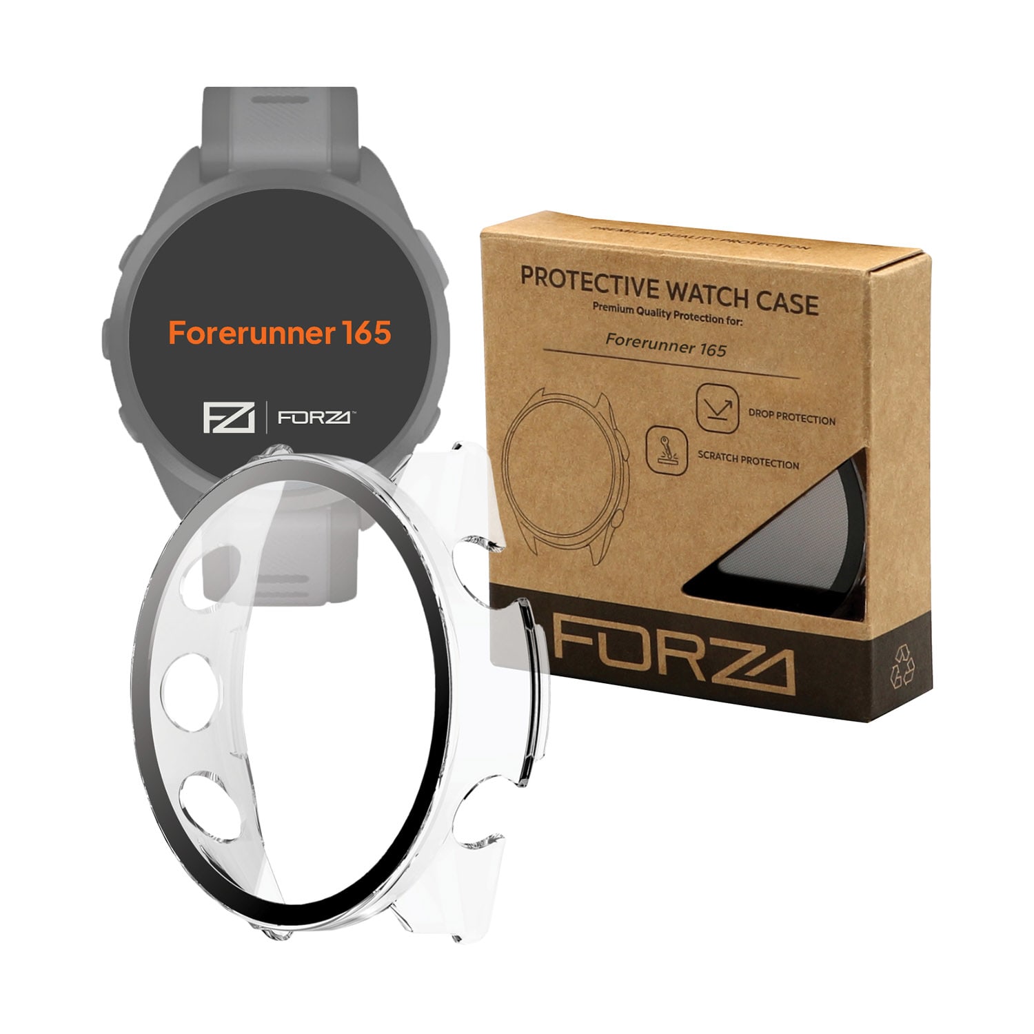 FORZA Tempered Film Watch Case for Garmin Forerunner 165