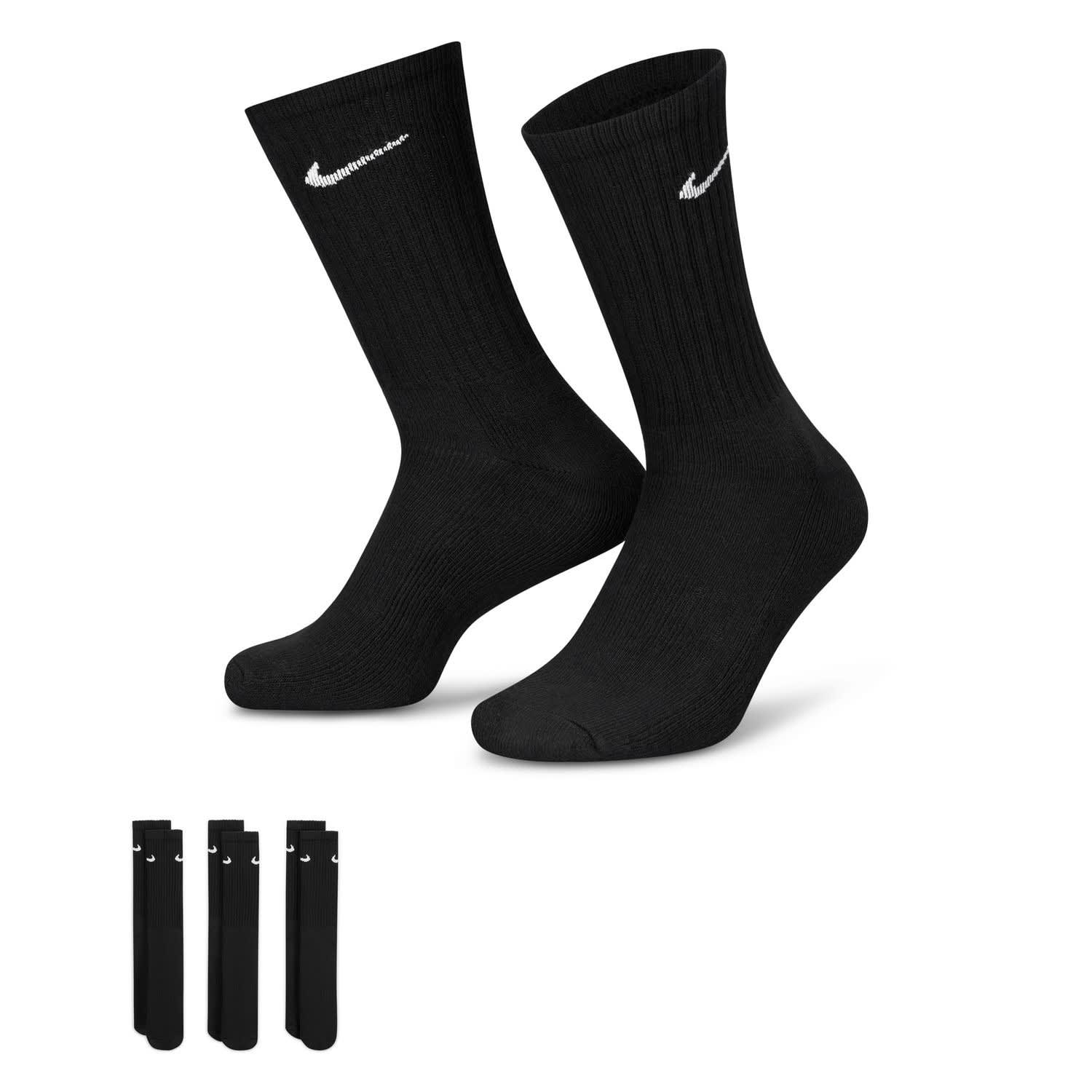 Nike Everyday Cushioned Crew 3-Pack Black/White Socks