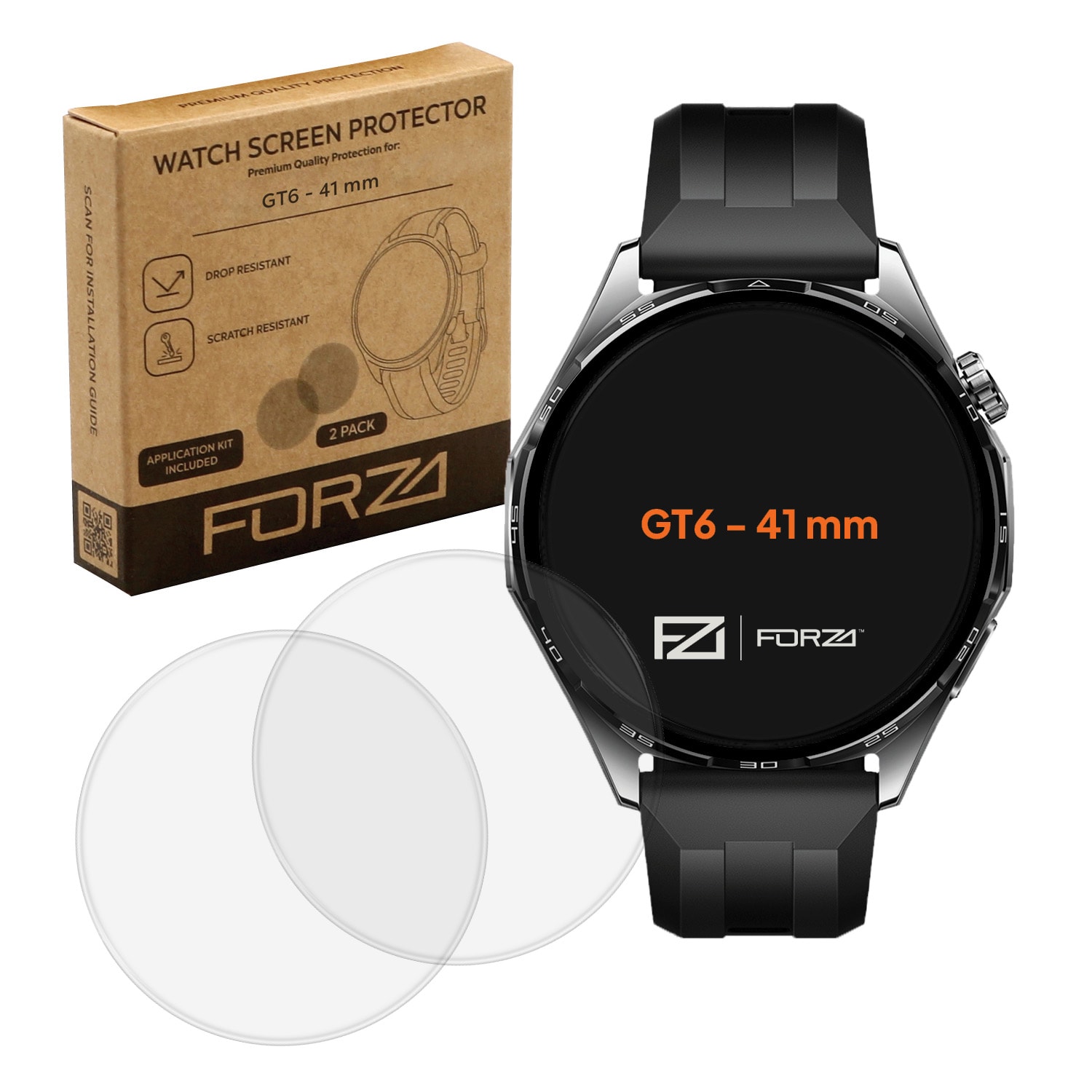 FORZA Tempered Glass Screen Protector for Huawei Watch GT 6 41 mm (2 Pack)
