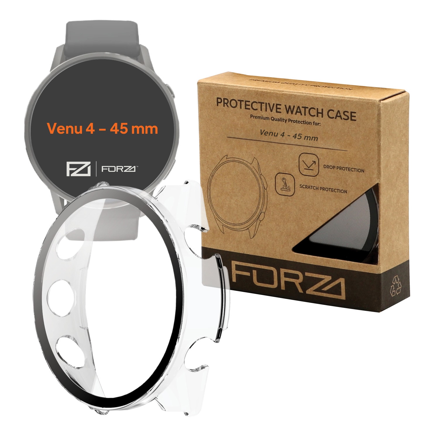 FORZA Tempered Film Watch Case for Garmin Venu 4 45 mm