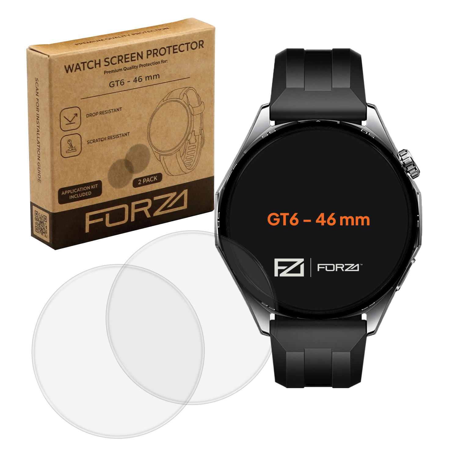 FORZA Tempered Glass Screen Protector for Huawei Watch GT 6 46 mm (2 Pack)