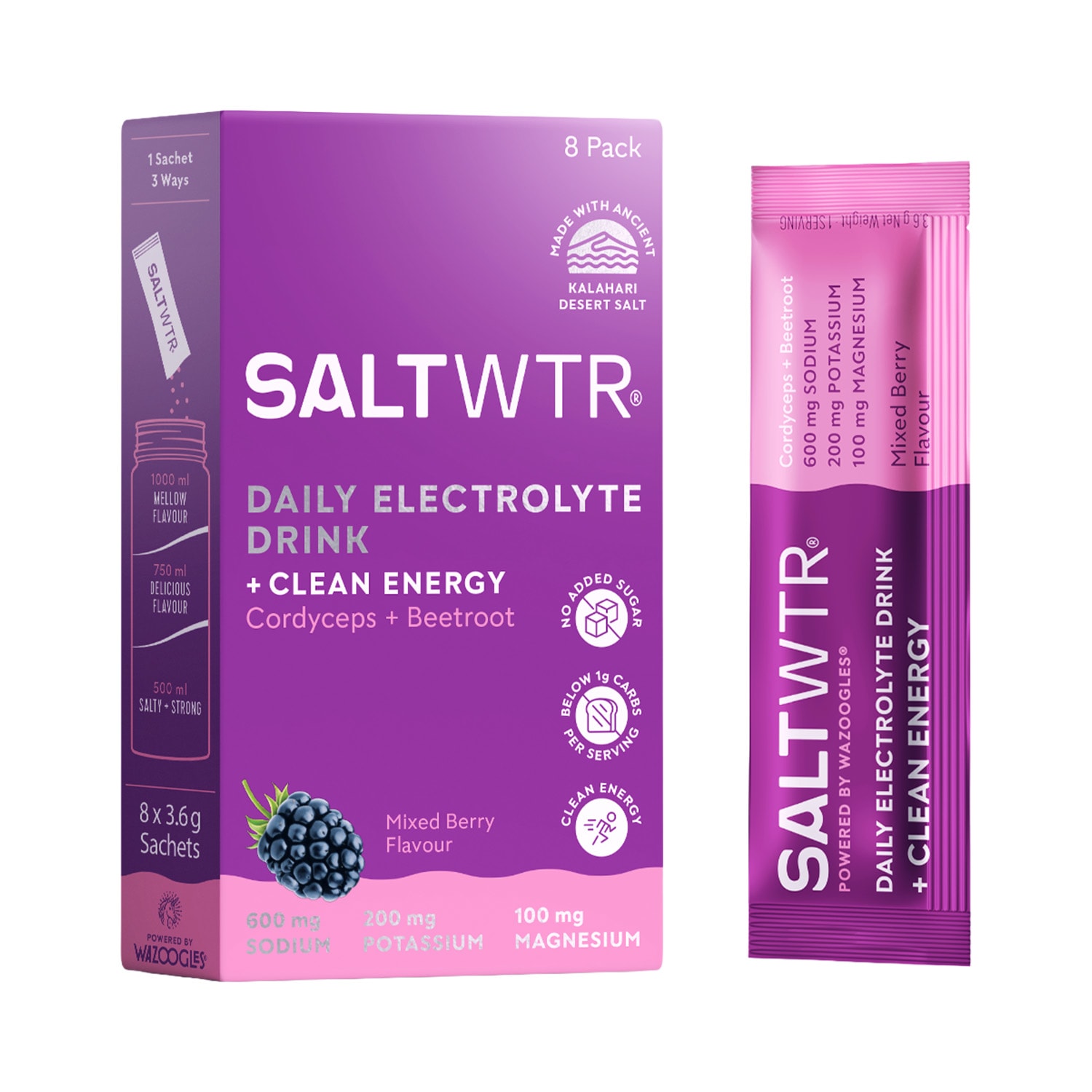SaltWTR Daily Electrolytes 8 Pack - Mixed Berry