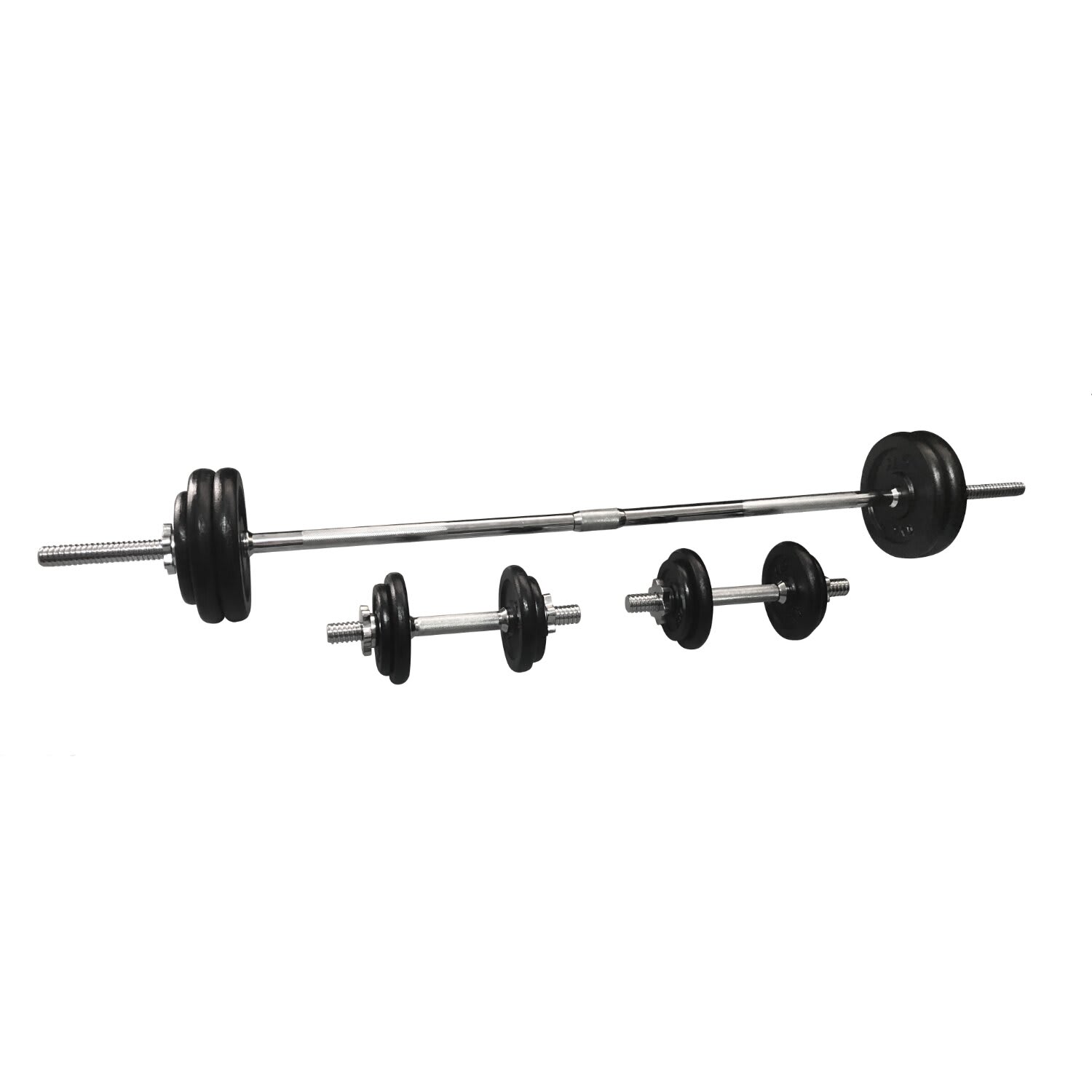 KIT DE MANCUERNAS 50KG BLACK PLATE BARBELL - SPORTFITNESS – ScorFit