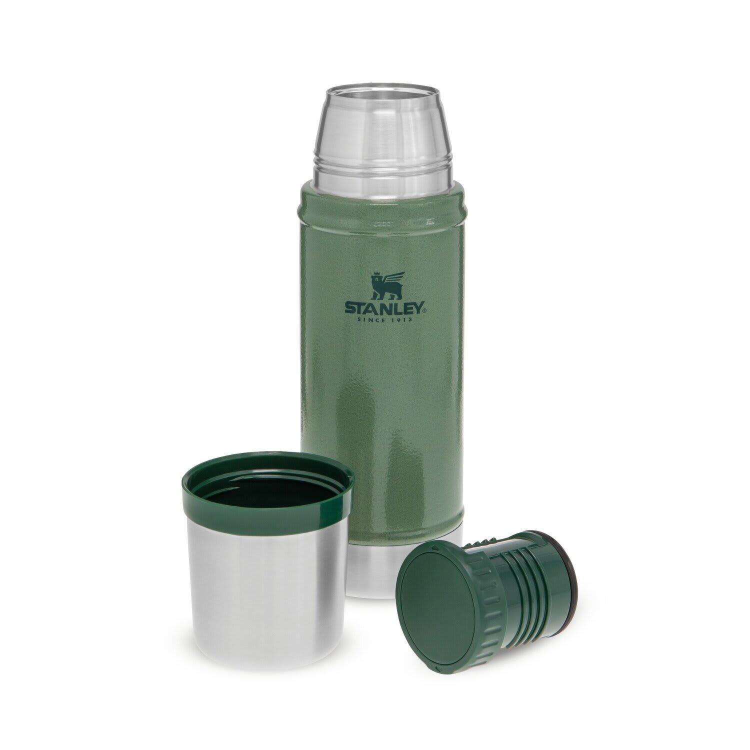 Stanley Classic Vakuum-Thermoskanne 1L + Speisebehälter 0.7L – Hammertone Green, 18/8 Edelstahl