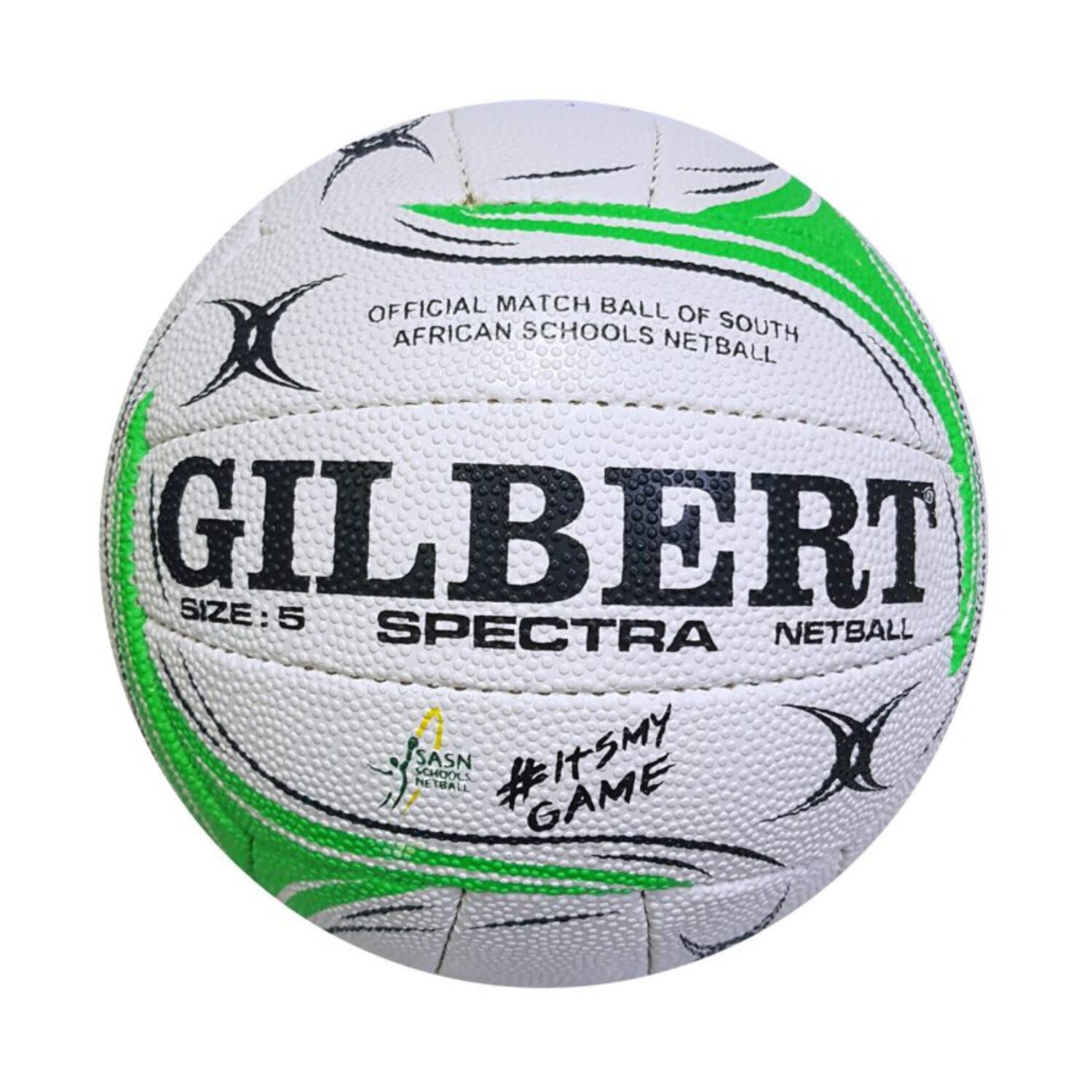 Gilbert Spectra XT Pallone Da Netball Bianco/Verde – Taglia 5 – Per Allenamento E Partite – Camera D'Aria In Butile Per Massima Ritenzione