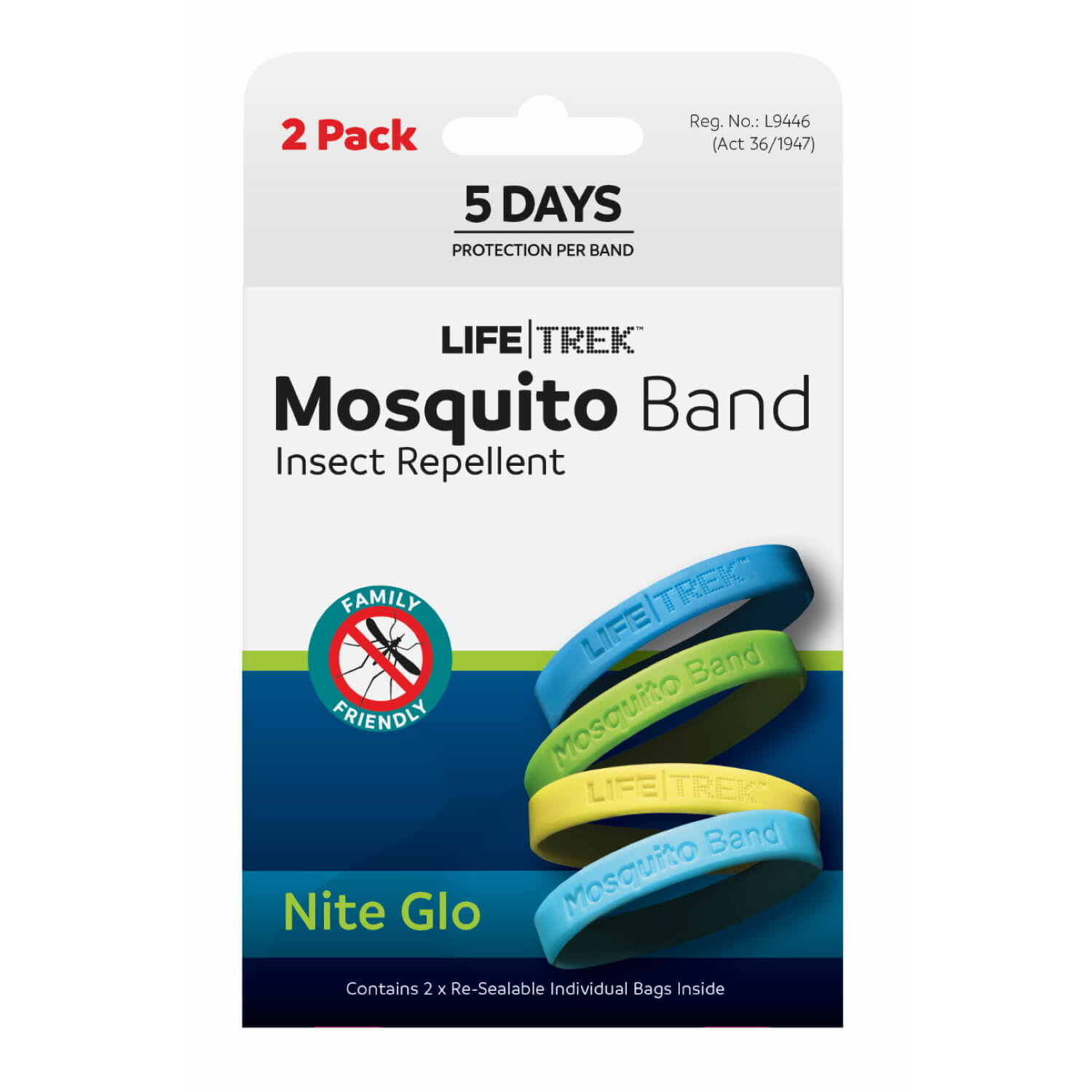 LIFETREK Mosquito Band Nite Glo - 2 pack