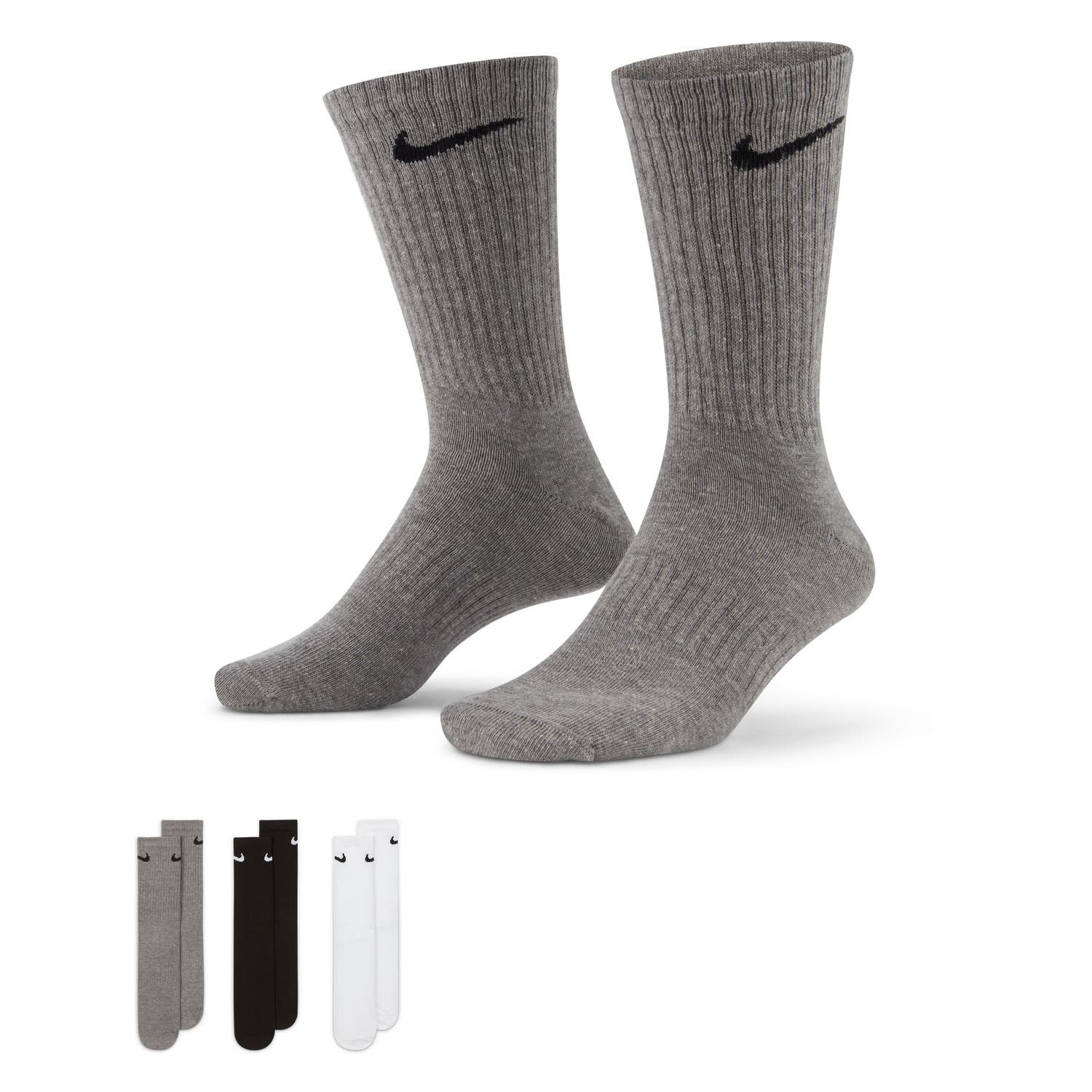 Nike Everyday Crew 3-Pack Grey Socks