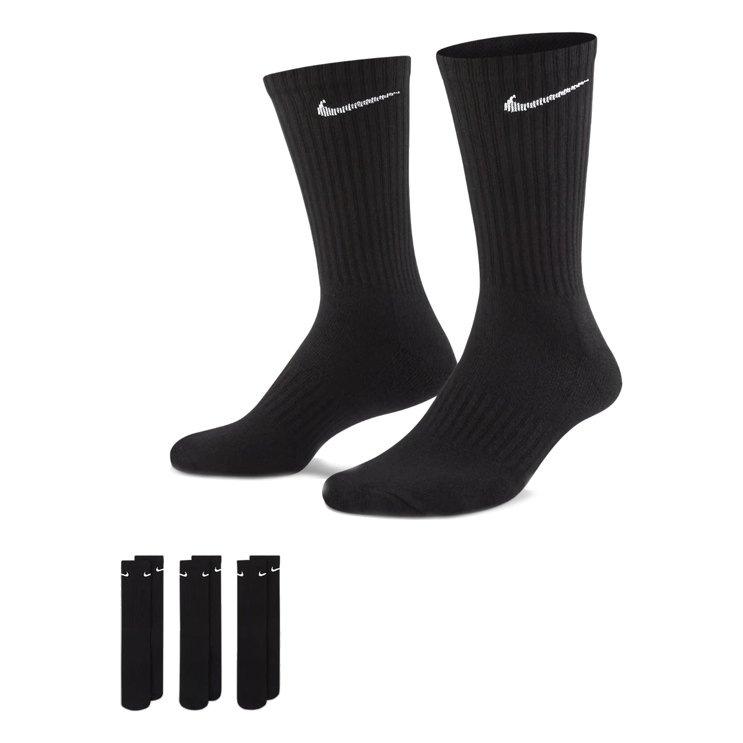 Nike Everyday Cushioned Crew 3-Pack Black/White Socks