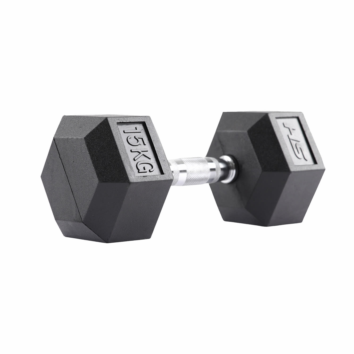 HS Fitness 15Kg Rubber Hex Dumbbell