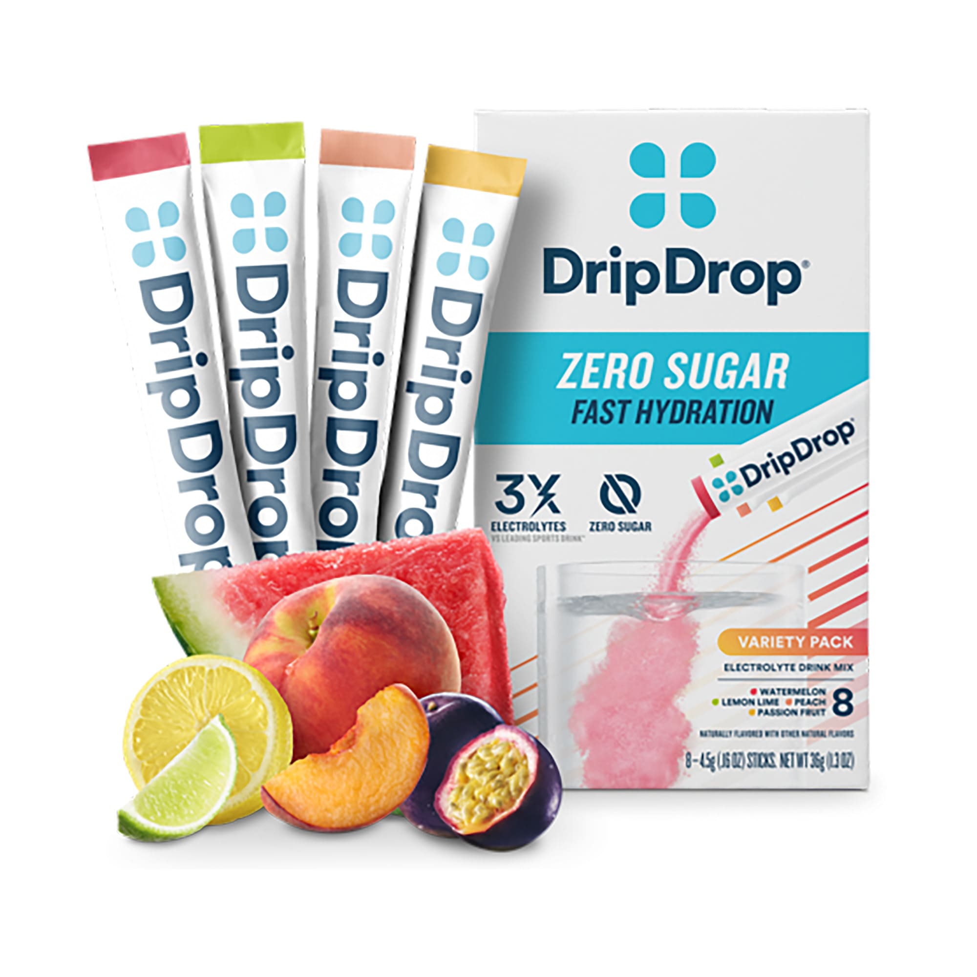 DripDrop ORS Zero Sugar Dehydration Relief (8 Sticks) - Bold Variety