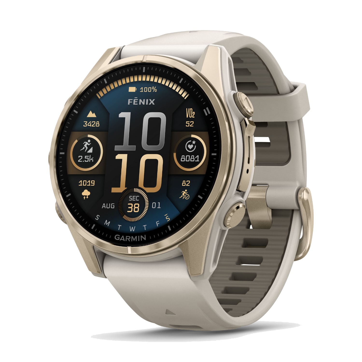 Garmin Fenix 8 43mm AMOLED Sapphire Multisport Smartwatch - Soft Gold