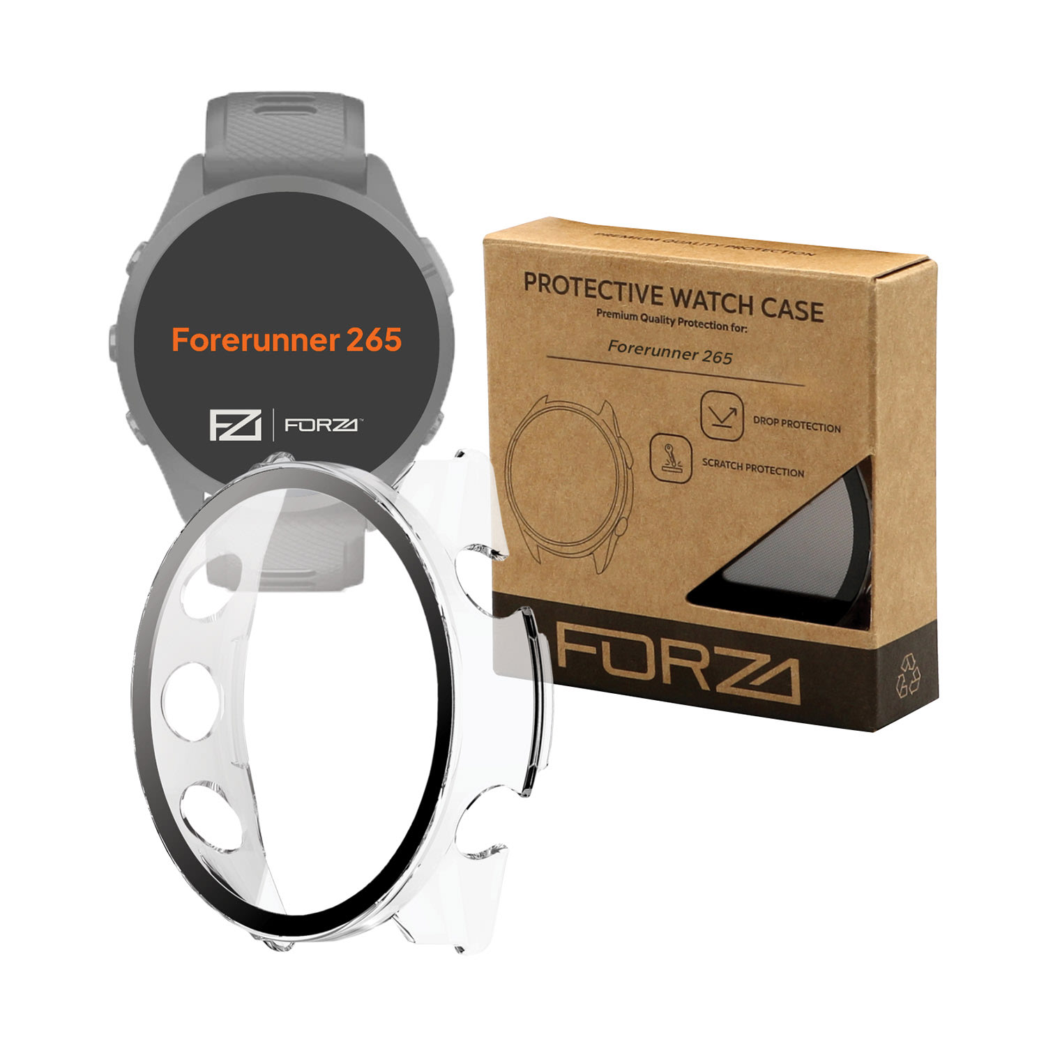FORZA Tempered Film Watch Case for Garmin Forerunner 265