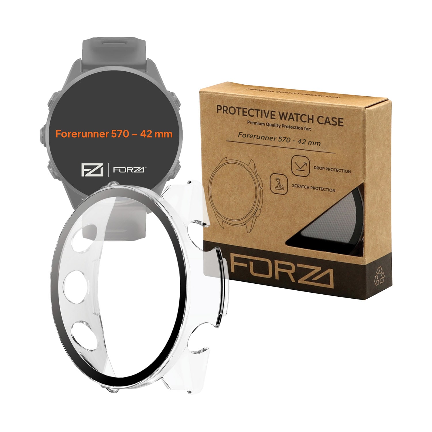 FORZA Tempered Film Watch Case for Garmin Forerunner 570 42 mm
