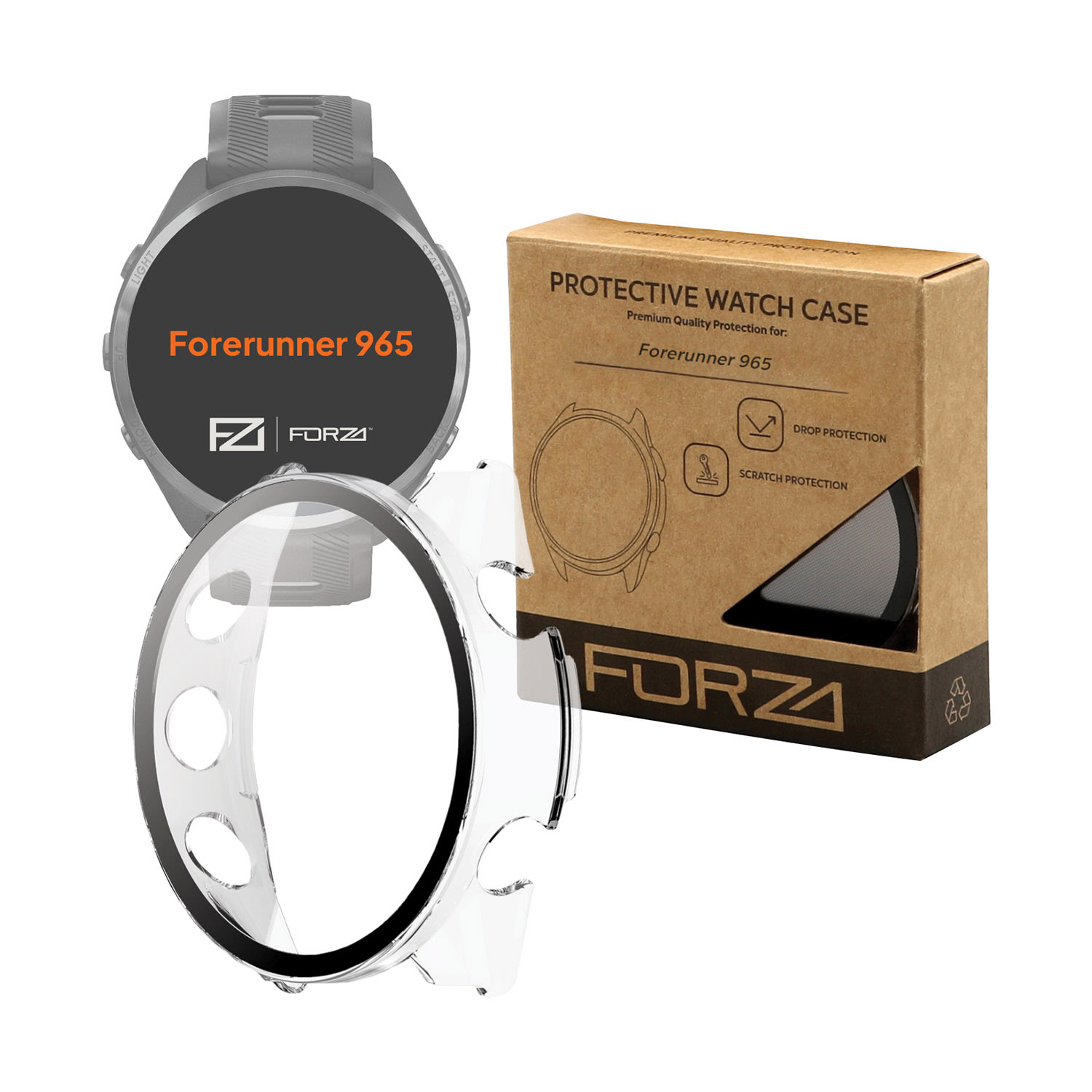FORZA Tempered Film Watch Case for Garmin Forerunner 965