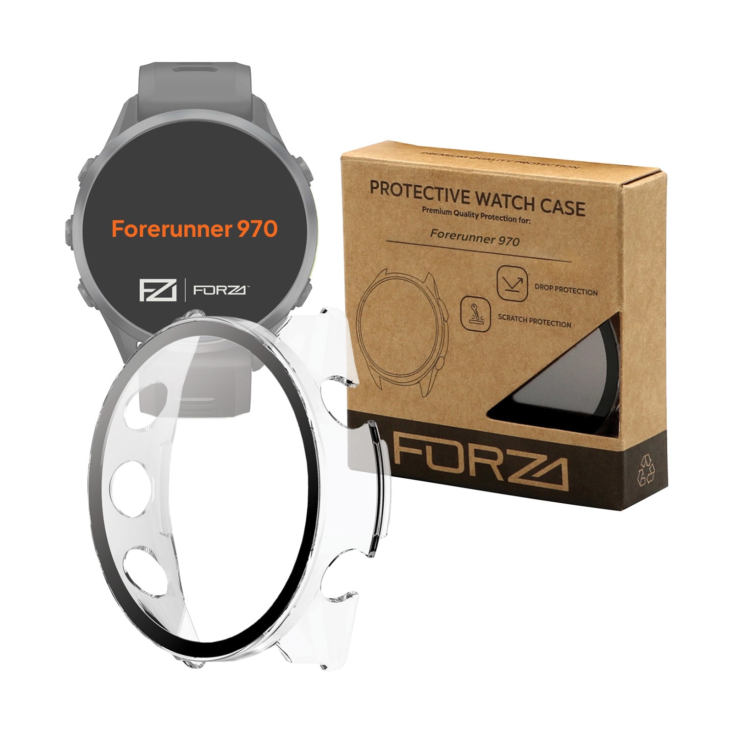 FORZA Tempered Film Watch Case for Garmin Forerunner 970