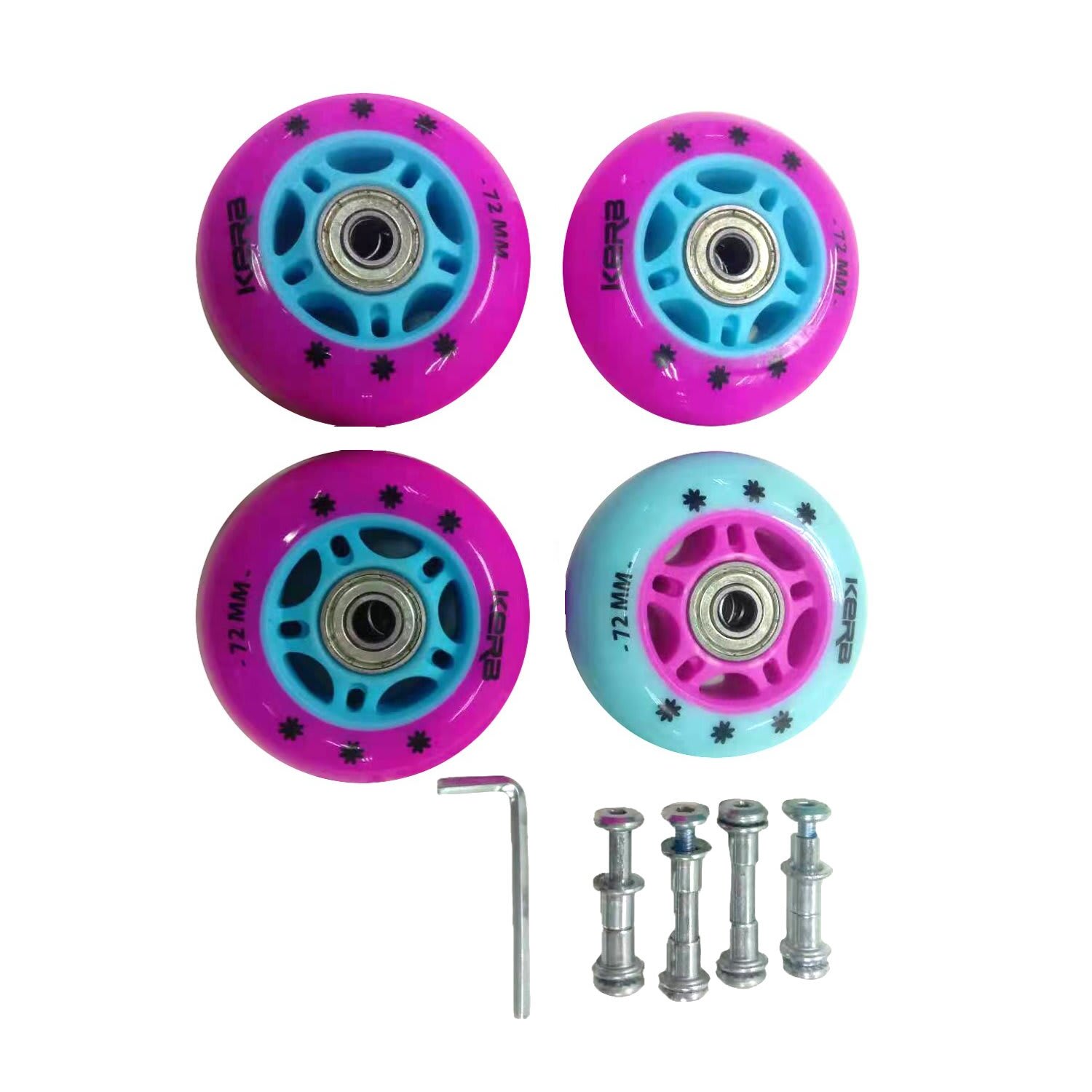 Kerb Jnr Inline Skate Spare Wheel and Bearing Set 72x24mm