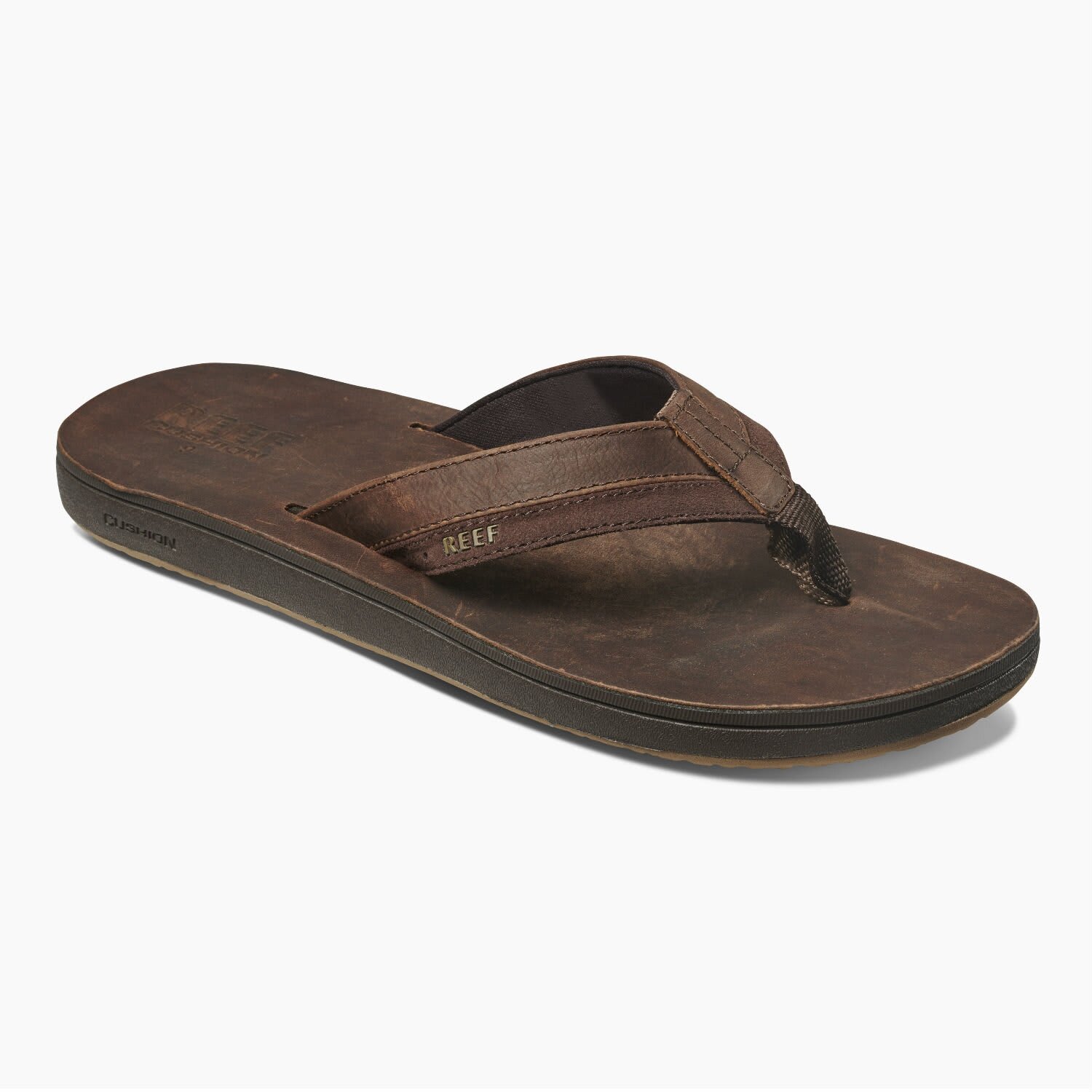 reef men's leather contoured cushion sandal