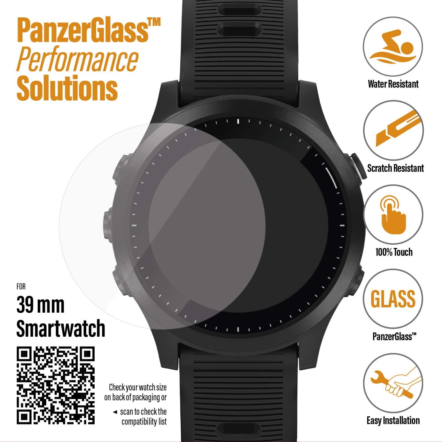 PanzerGlass - Tempered glass Flat glass for Garmin SmartWatch 39 mm, clear  | Fixshop