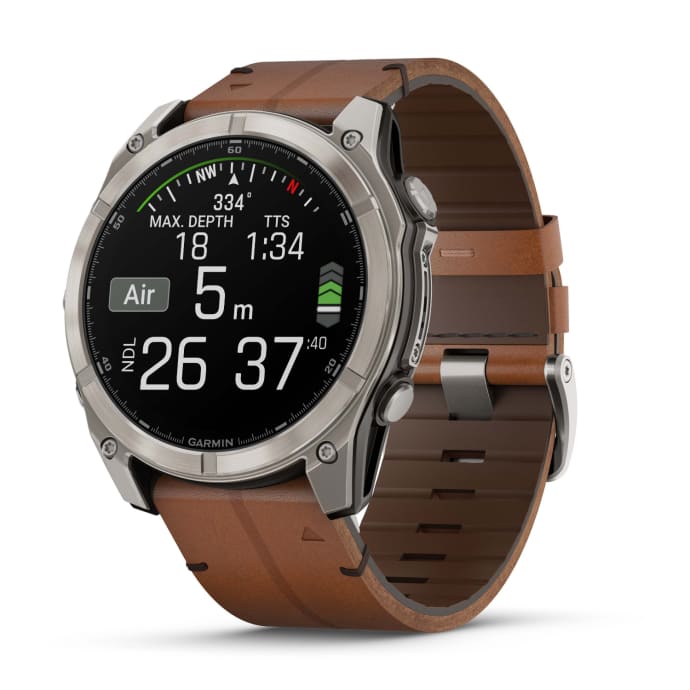 Garmin Fenix 8 51mm AMOLED Sapphire Multisport Smartwatch - Titanium Leather