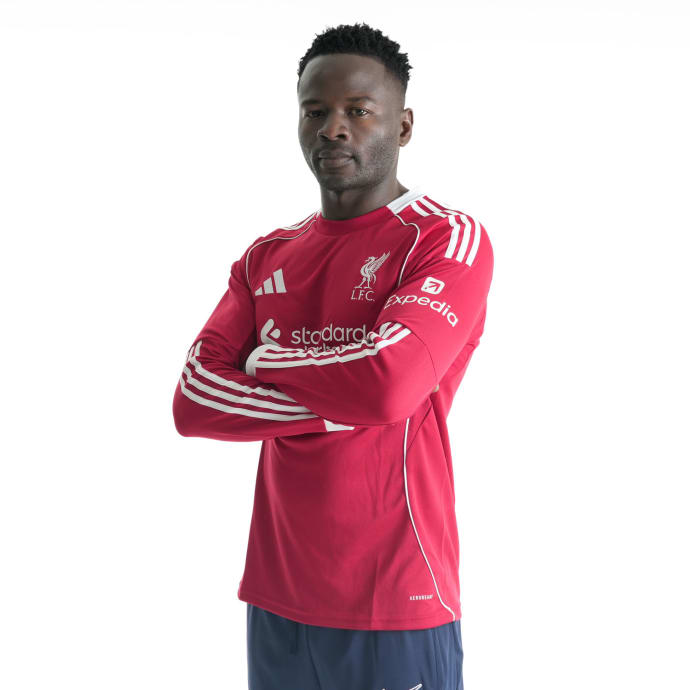 Liverpool Men's Home 25/26 Long Sleeve Soccer Jersey | by adidas
