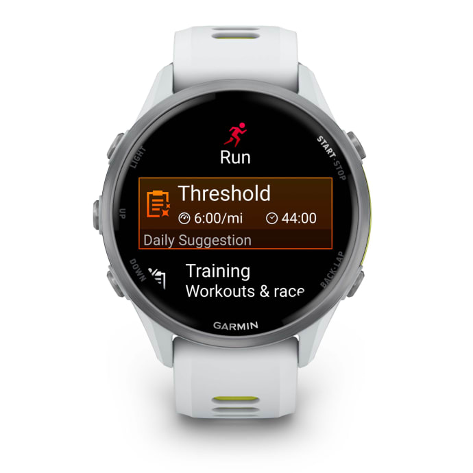 Garmin Forerunner 970 Advanced GPS Running Smartwatch - Whitestone/Amp Yellow