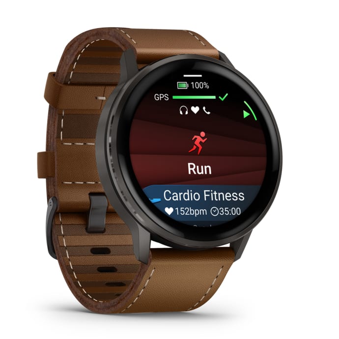 Garmin Venu 4 45mm Premium GPS Smartwatch + Leather Strap - Black