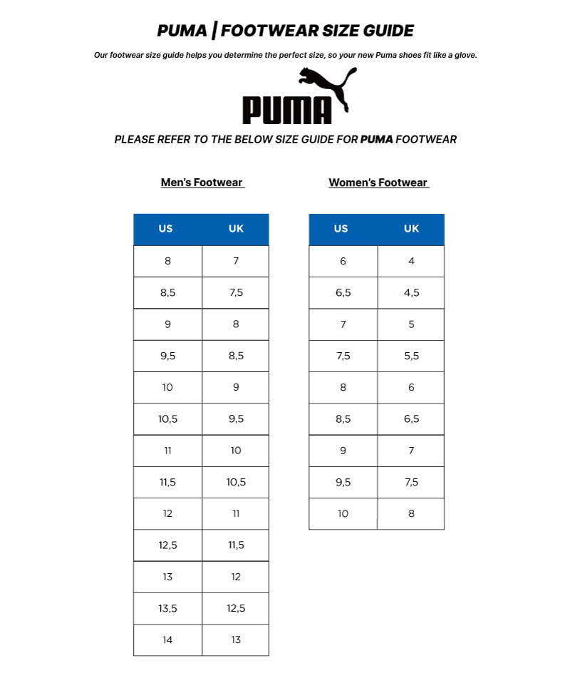 puma thunder size chart