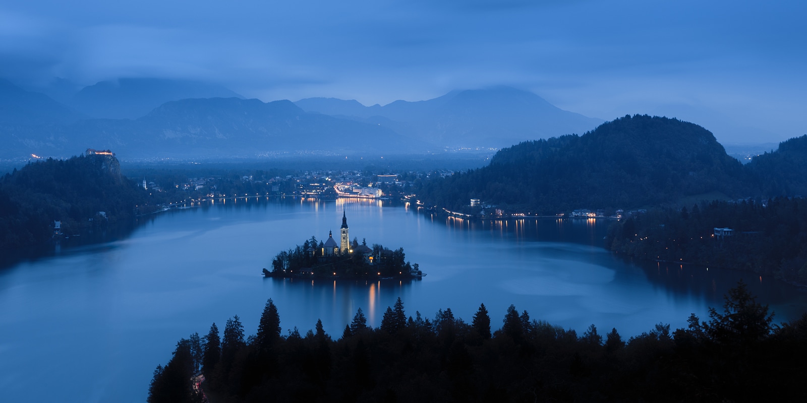 Lake Bled in twilight