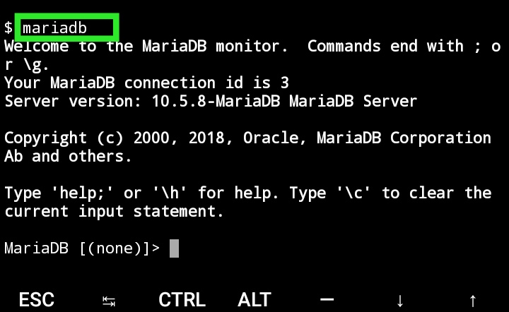 mariadb-home-screen