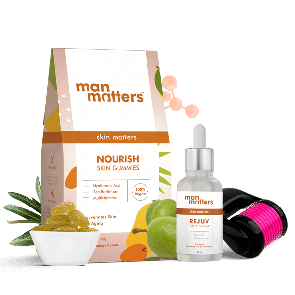 Vitamin C and Niacinamide serum with derma roller for face and skin vitamins for glowing skin