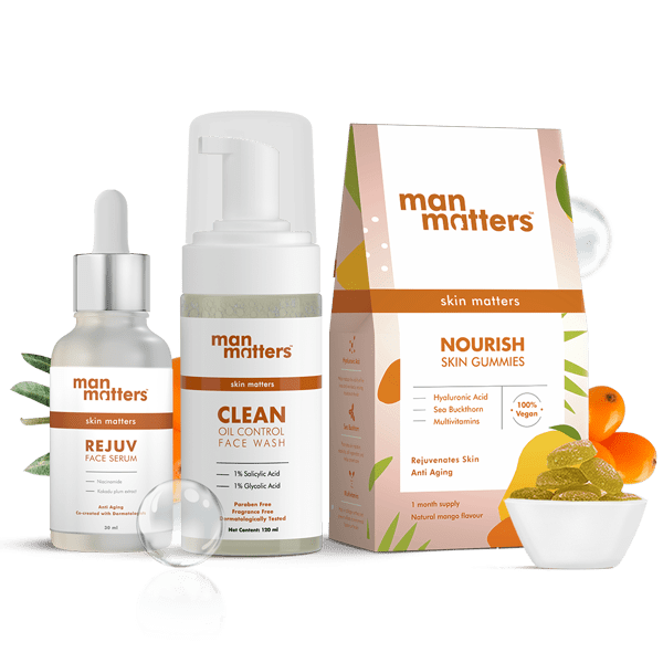 Vitamin C & Niacinamide Face Serum, Skin Gummies, Anti Acne Face wash