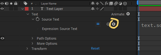 The expression language menu 