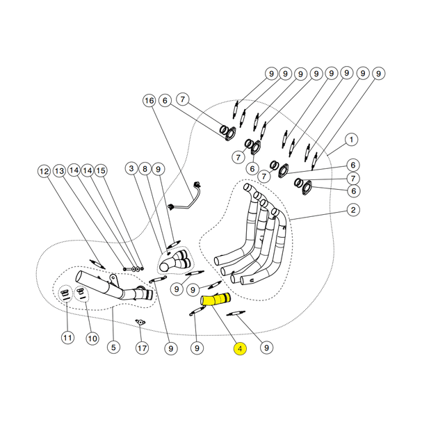Abgaskrümmer Akrapovic für Suzuki | Gsxr 1000/1000 abs/1000 r abs/1000 rz abs/1000 x abs | SKU: C-S10R8R