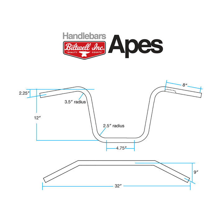 Biltwell Generic handlebar Handlebar Zero Drg Tbw C