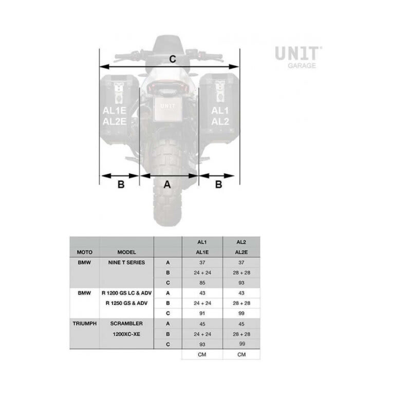 Unit Garage 2 Aluminum Atlas Cases 40L&34L + Moto Guzzi 85TT Supports