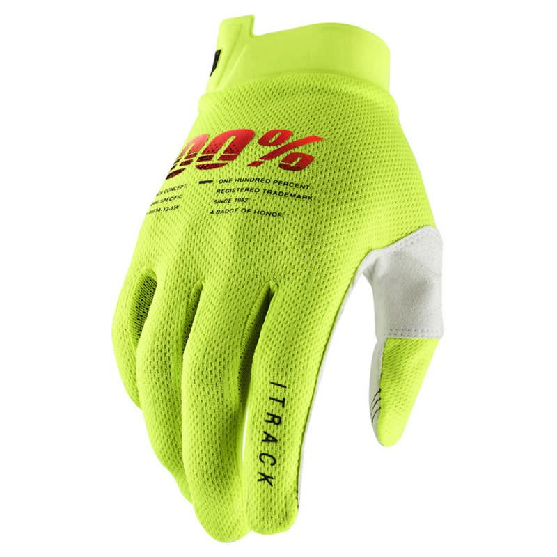 100% iTrack Gloves Fluo Yellow