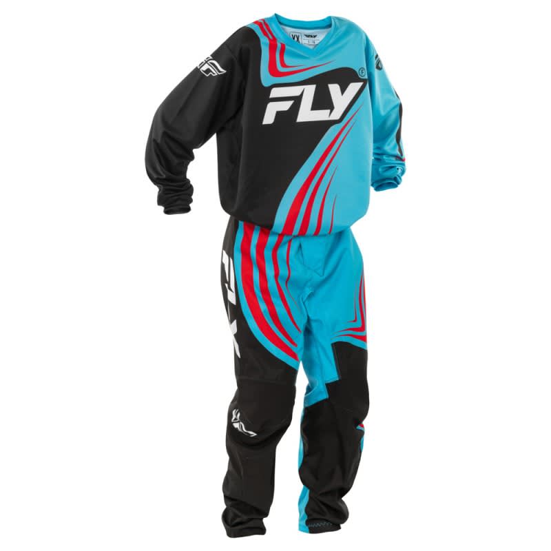 Fly Racing 2025 F-16 MX Jersey Youth Cyan/Black/Red