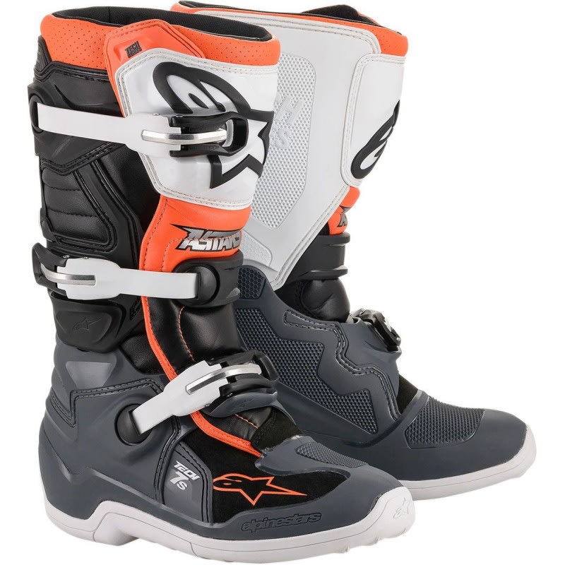 Alpinestars Tech 7S Boots Youth Black/Grey/White/Fluro Orange
