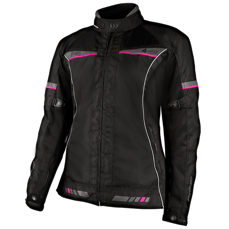 MotoDry 4 Seasons Jacket Ladies Black/Grey/Magenta