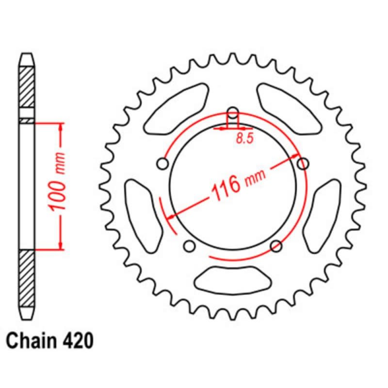 Supersprox Rear Sprocket Steel 11-121-xx (420)