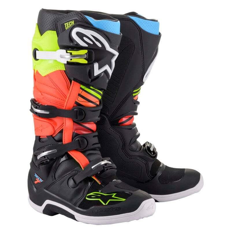 Alpinestars Tech 7 Boots Black/Fluro Yellow/Fluro Red